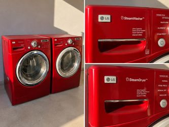 LG SteamWasher & SteamDryer Set – Red Front Load Washer/Dryer