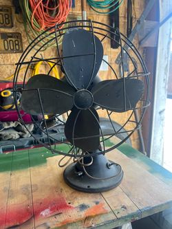 Vintage Black Metal Oscillating Desk Fan