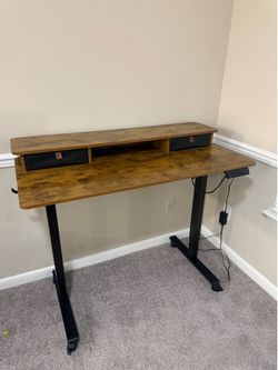 Electric Standing Desk w/ Storage Shelf - Excellent Condition - Fixed Price