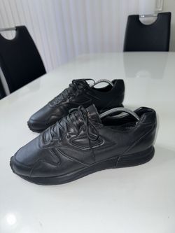 PONY Black Leather Low Top Lace Up Solid Men's Sneakers