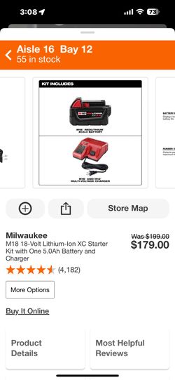 Milwaukee M18 18-Volt Lithium-lon XC Starter Kit with One 5.0Ah Battery and Charger