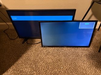 Philips Flat Screen TV with Stand and smaller monitor