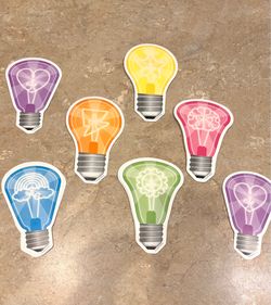 Sun & Light bulb cut out-bulletin board, NEW, teacher, Classroom, name tags, scrapbook, card making