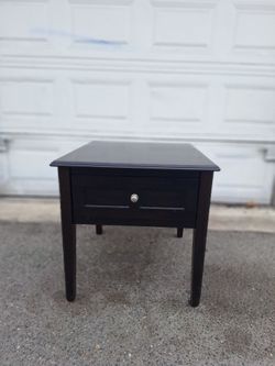 Black Wood End Table with Drawer