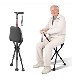 Senior sitting folding cane