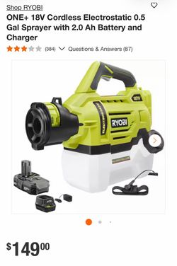 ONE+ 18V Cordless Electrostatic 0.5 Gal Sprayer with 2.0 Ah Battery and Charger