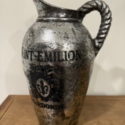 Vintage Style Heavy Silver Terracotta Jug (16” Tall)