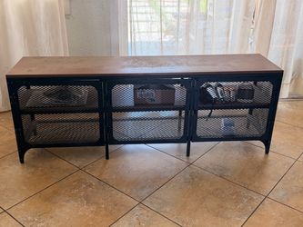 TV Stand with Metal Mesh Doors