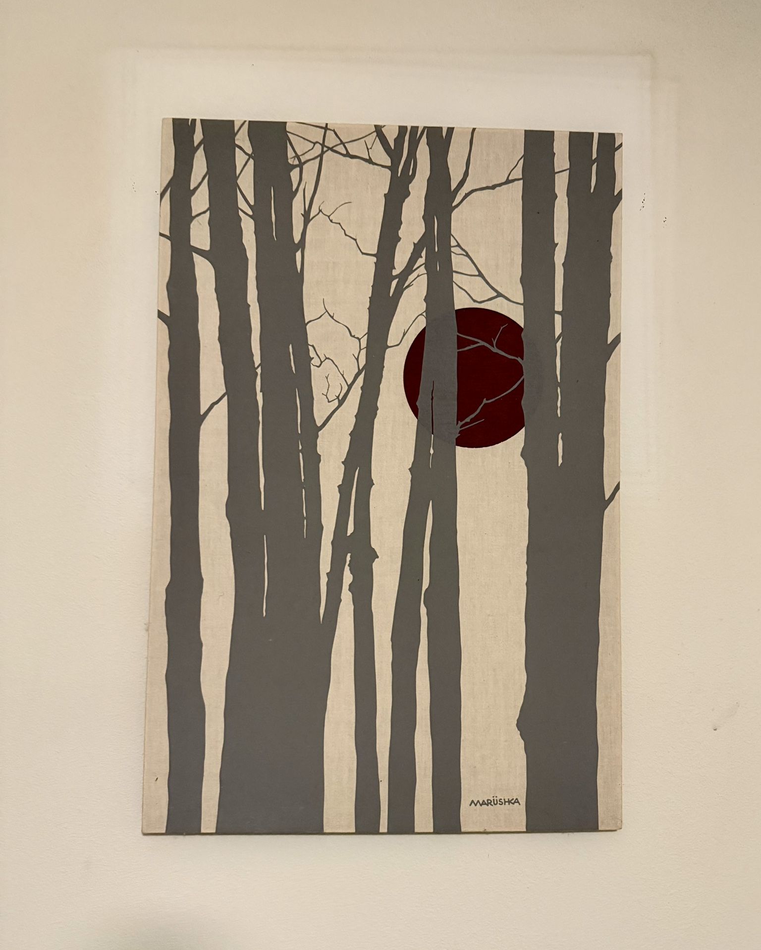 Vintage Forest Canvas Art – Marüshka Style Red Sun Trees