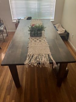 Wood dining table seats 6
