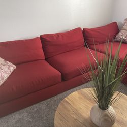 Crate & Barrel Dark Red Couch