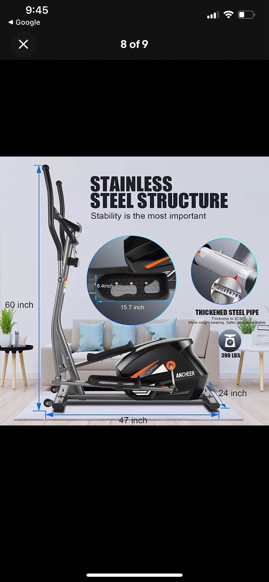 ANCHEER Magnetic Elliptical Machine Powerful Trainer Exercise with LCD 231