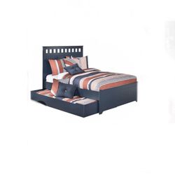 Ashley Full Size Bed With Twin Trundle Captains Bed Storage 