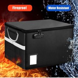 Fireproof Document File Organizer Box, Fireproof Safe Box with Lock, Portable Office Storage Cabinet for Hanging Letter/Legal Folder 16.1 x 12.9 x 11i