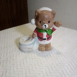 Teddy Bear Santa Candle Holder