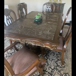 Luxury Marble-Top Dining Table & 6 Chairs – Excellent Condition 