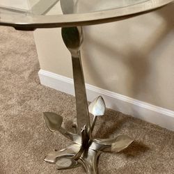 Nautical Round Silver /Glass Table/End Table