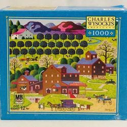 Charles Wysocki puzzle Plum Valley 1000 piece Milton Bradley blue box 2005