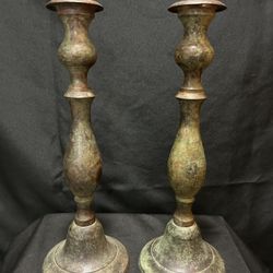 Vintage patina tapered candle holder 