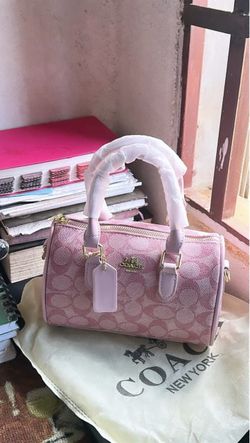 Coach Mini Barrel Bag Pink Signature Canvas