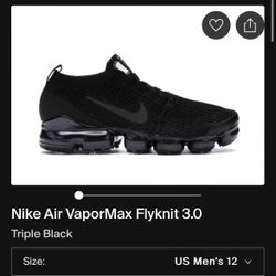 Rare Triple Black Vapor Max Flyknit 3.0 Size 12