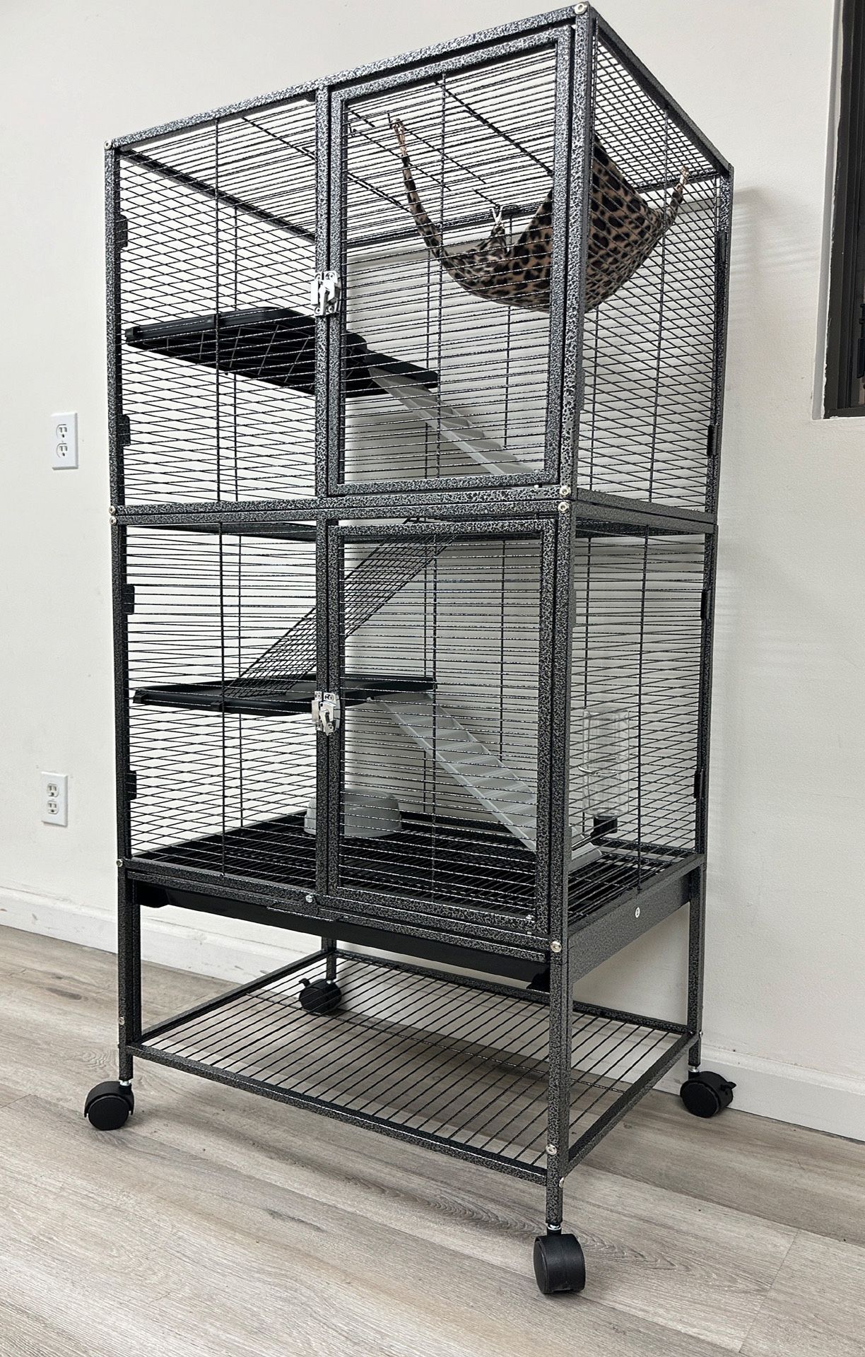 Double Unit Two Story Four Levels Small Animals Critters Rolling Cage