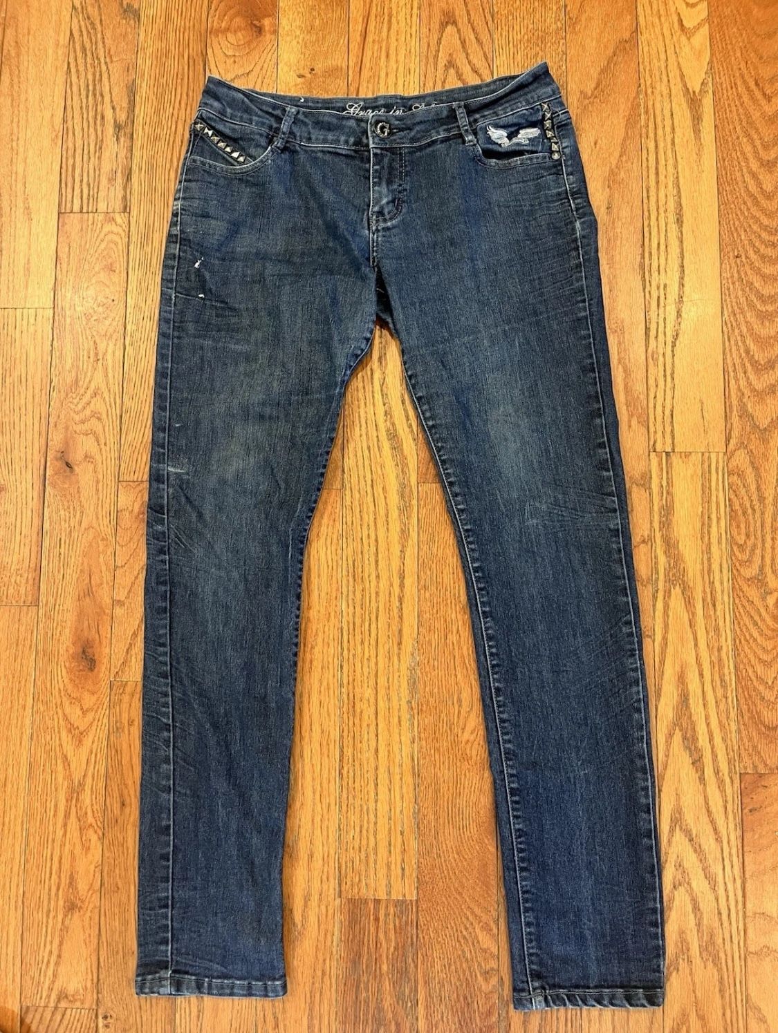 Grace in LA Jeans Womens Easy Fit Size 11 Straight Denim Embellished Vintage Y2K