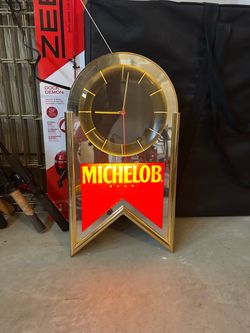 Michelob Beer Lighted Clock Sign