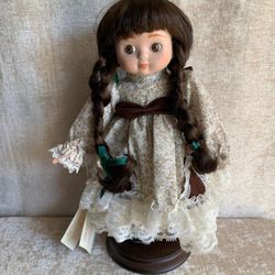 Camelot Handcrafted Porcelain Doll Hanna, Vintage Porcelain Doll, 12" Collectible Doll