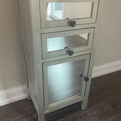Grey Mirrored Storage Cabinet 