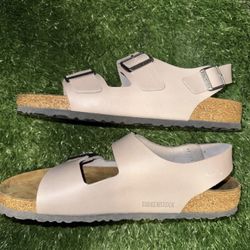 Birkenstocks MILANO Size 13 Natural Leather Gray Gray/Stone Coin
