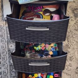 3 drawer plastic storage WITH toys!