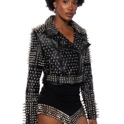 AZALEA WANG ALL OUT LUCIFER STUD MOTO JACKET