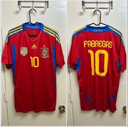 2010-2011 Spain World Cup Champion #10 Fabregas Home Soccer Jersey Size Large