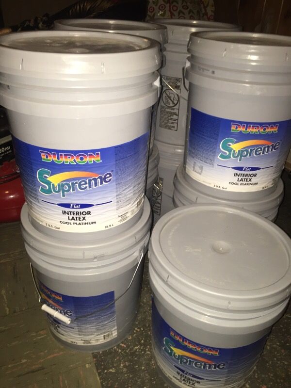 5/ 5 GAL DURON SUPREME INTERIOR PAINT (cool platinum) NEW!!
