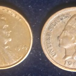 (2) 1909 Pennies. (1) Wheat Back  VDB. (1) Indian Head Penny