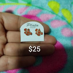 925 Sterling Silver Earrings/Aretes De Plata 925 