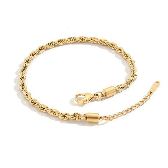 14k Gold-Plated Stainless Steel Twist Anklets In Silver And Gold