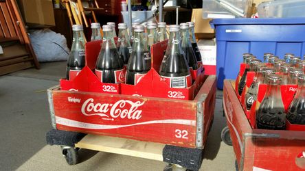 Vintage Coca-Cola 32oz glass bottle w/wood crate