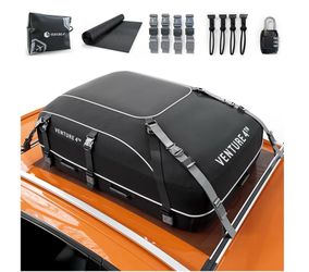 VENTURE 4TH Car Rooftop Cargo Carrier - 21 Cubic Feet Soft-Shell Waterproof Roof Bag with 10 Heavy-Duty Compression & Tie-Down Straps, Anti-Slip Mat &