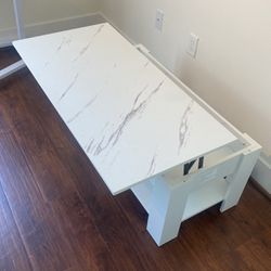 Small Marble White Coffee Table With Storage 
