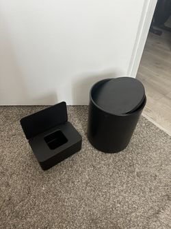 Black Trash can And Wipes Dispenser