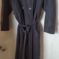 Women's London Fog Double Brested Long Trench Coat 14 Reg