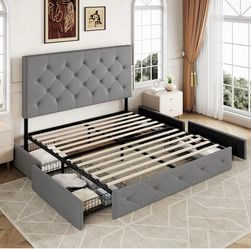 Queen Bed Frame with Drawers