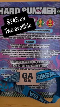 Hard Summer 26’ — Sunday wristbands