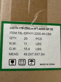 T8 LED Tube Lights 4FT 17W 4000K – 25 Pack