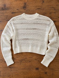 H&M white open knit cropped sweater