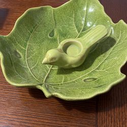 Ceramic Dish With Ceramic Bird