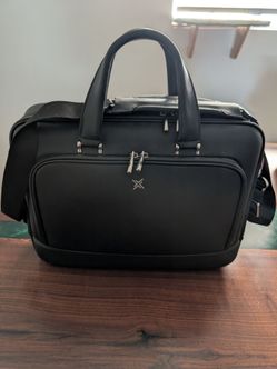 Black Leather Briefcase by X-Suit-LIKE NEW