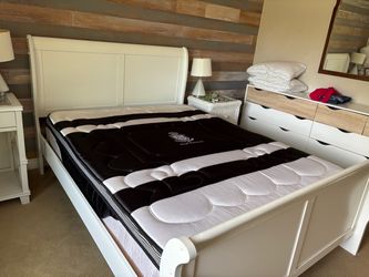 White Wood Sleigh Bed Frame